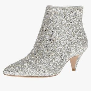 🤍✨ KATE SPADE - NWOB - sequin kitten heel booties with duster bag